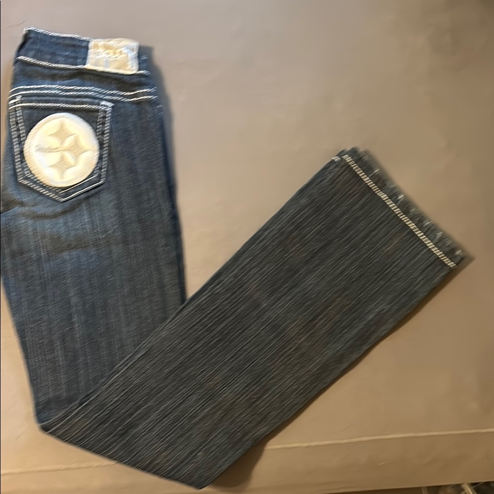 Touch by Alyssa Milano Blue Flare Wide Leg Jeans   Steelers Fans